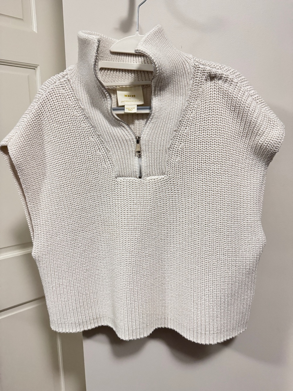 Maeve Cream Sleeveless Half-Zip Sweater Vest